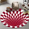 3D Illusion Halloween Black & White Round Carpet for Bedroom & Living Room