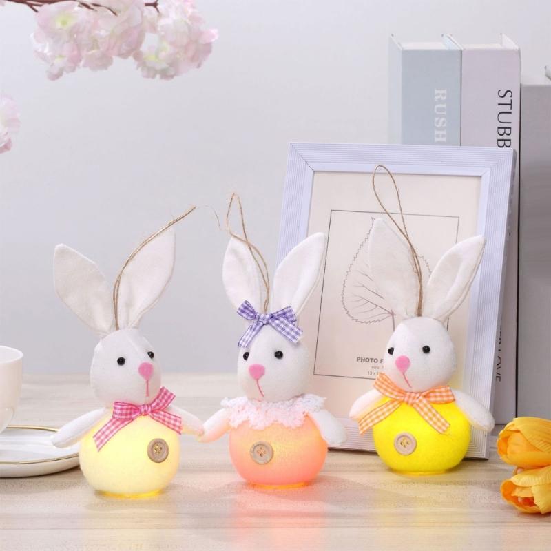 Easter Rabbit Toy Hangings Decorations For Party Supplies, Spring Plushie Doll Rabbit 6PCS