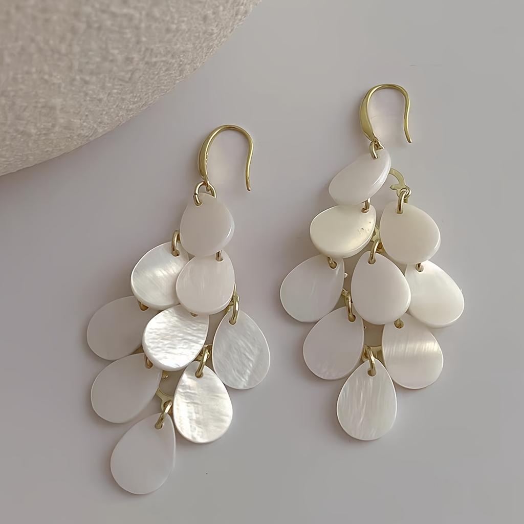 Elegant Water Drop Shell Dangle Earrings - Perfect for Casual Attire