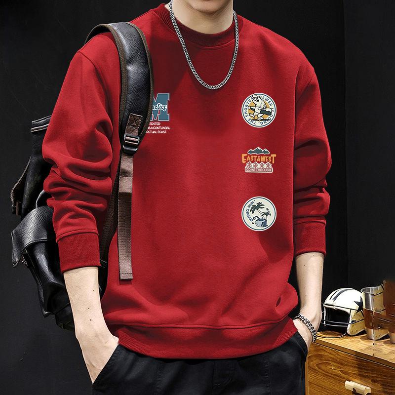 Autumn/Winter Heavyweight Unisex Round Neck Sweatshirt - Plus Velvet Thickened Trendy American Style Printed Jacket 2XL (175-195 jin)