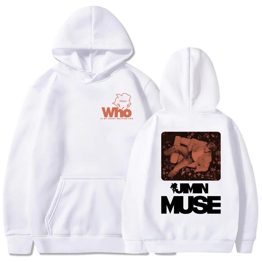 Who Is My Heart Waiting for Jimin Muse Hoodies Korean Fashion Band Hip Hop Sweatshirts for Winter/Fall Women Hoodie Graphic Tops