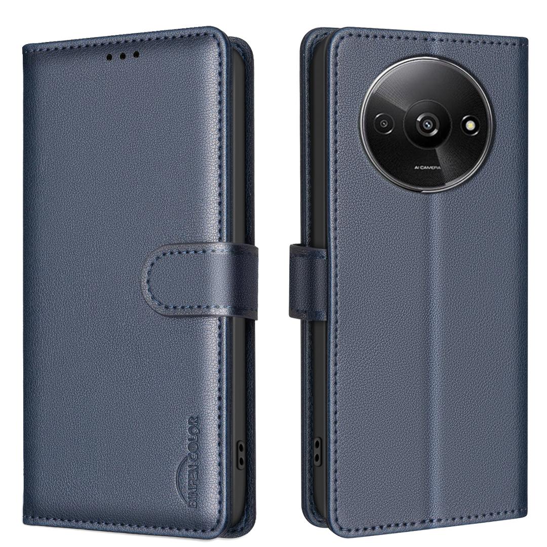 

BINFEN COLOR BF32 For Xiaomi Redmi A3/Poco C61 4G Case Anti-Drop RFID Blocking Leather Phone Cover Blue