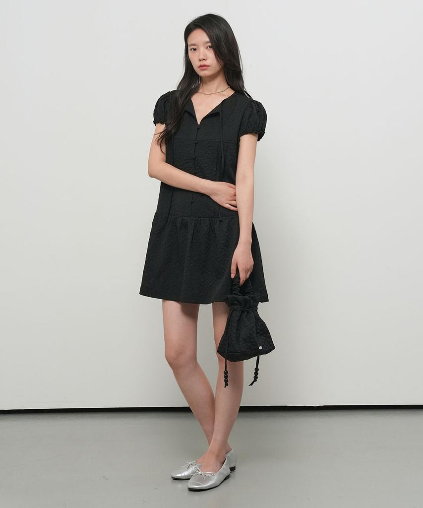GENERALIDEA Floral Cap Sleeve Mini Dress [Black] / Gf2Lop522