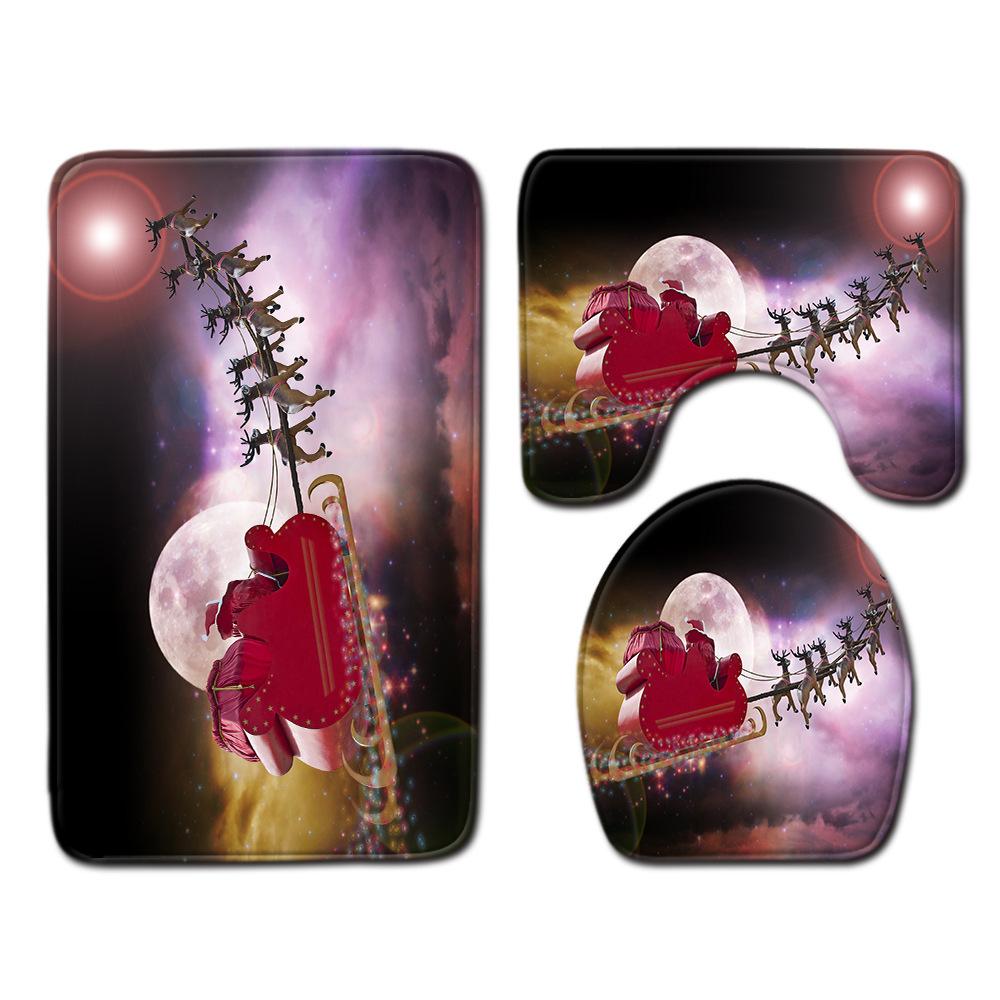 

Рождественский коврик для ванной, туалетный трехпредметный набор 45cmx75cm