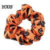 Stretchy Hair Elastics Halloween Ties, High Elasticity Scrunchies, Soft Bands with Ghost Witch Tie Hat Bat Spider Web Design, Pleated Ponytail