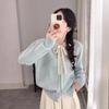 Soft Korean Style Lace Tie Bow Knit Cardigan Women - Sweet Heart Button Round Neck Sweater Jacket Winter