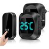 [No Batteries Needed] Wireless Bell with LED Temperature,Waterproof Door Bell Kit with 2 Pluggable Receivers,150M Range,38 Melodies At 4 Volume Levels