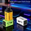 1PC 240W Charging Head 4USB + 2PD Mecha Multi-port Mobile Phone Charger PD25W Full Protocol European Regulations