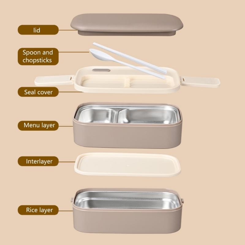 Bento Boxes Double Layer Student Food Storage Container Keep Warm Sealing Boxes 304 Stainless Steel Lunch Box for Office
