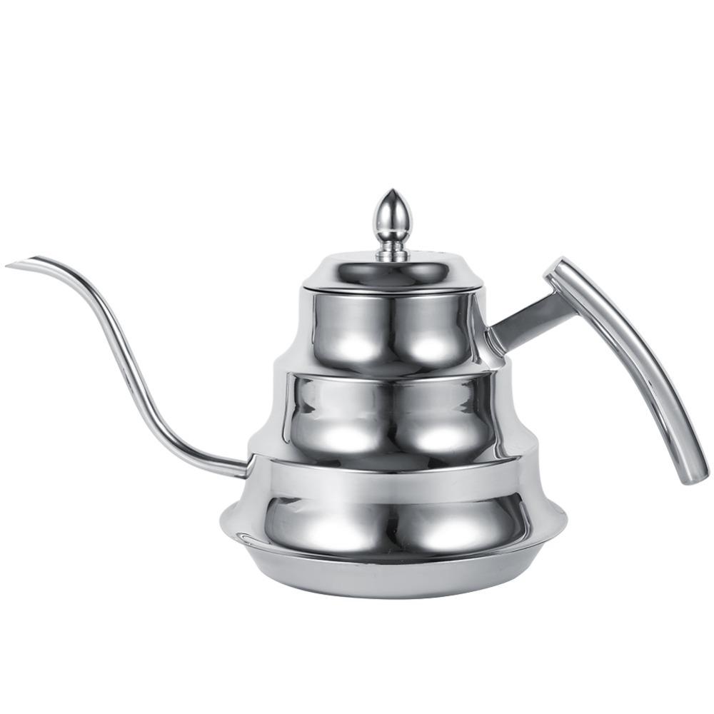Kaffekanna med svanhals i rostfritt stål Design med bambuled Te-kanna med svanhals Te-sil