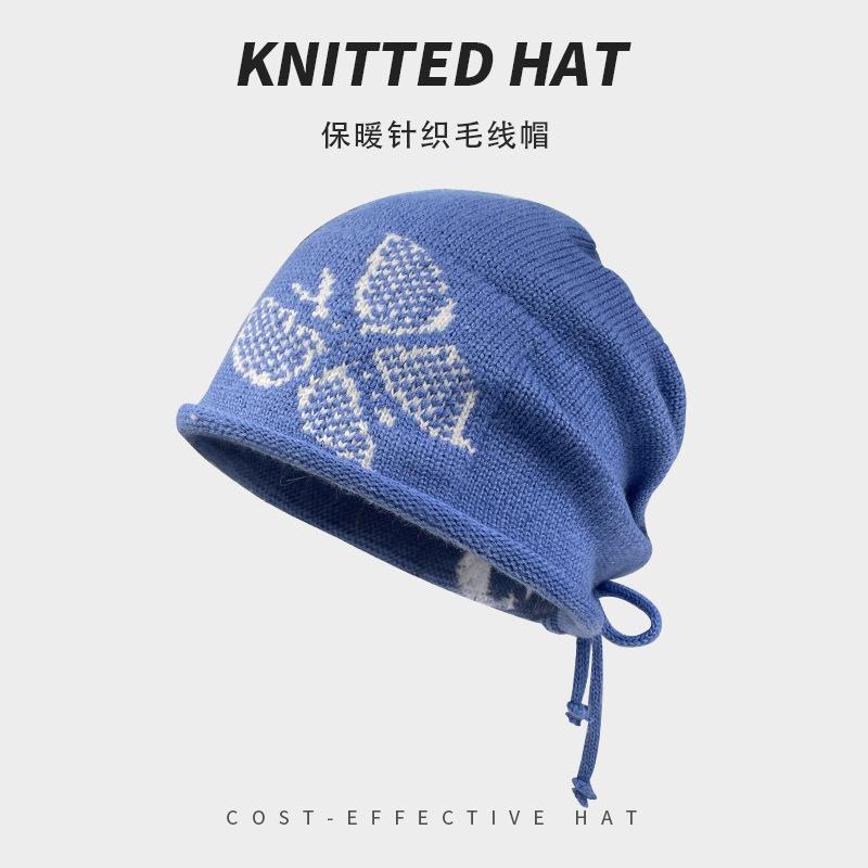 Edge Drawstring, Star Stacking Hat, Children'S Season Shows A Small Face, Baotou, Cold Hat, Warm Ear Protector, Knitted Hat