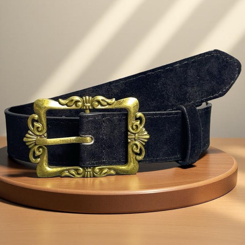 Maillard Styles Retro Mode Wildleder Gürtel Mit Metallschnalle Taillengürtel Ins Vielseitiger Dekorationsgürtel