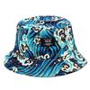 Trendy Packable Reversible Bucket Hat Sea Waves Pattern Lightweight Sun Hat Uv Protection Durable Beach Cap For Men Women