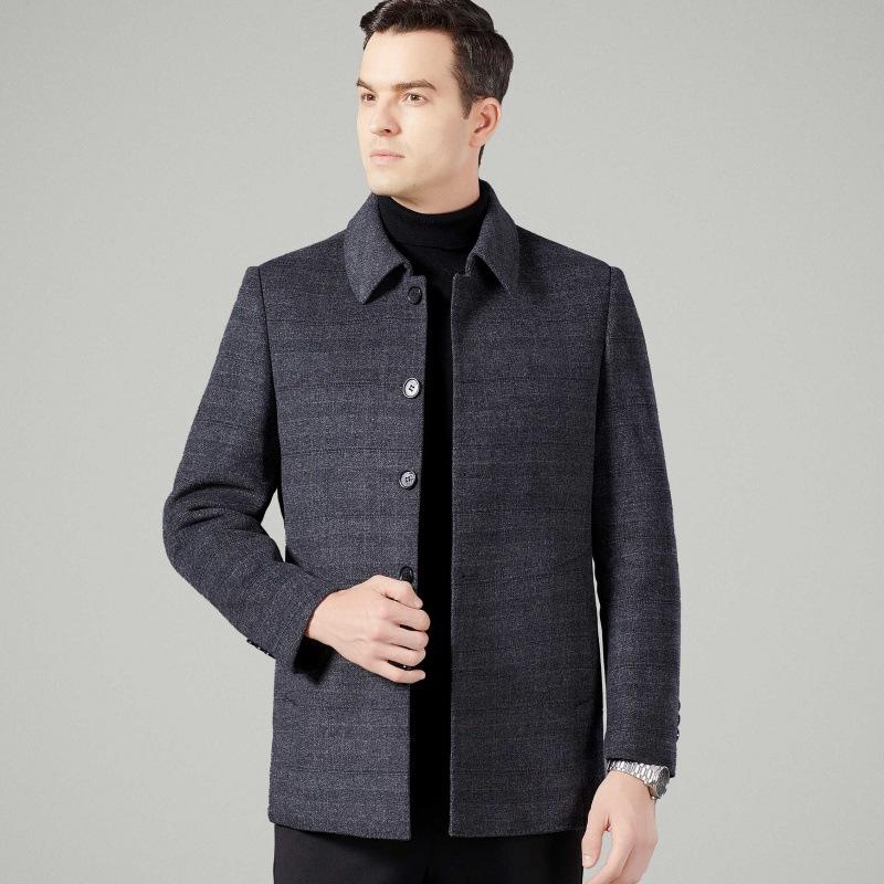 Autumn and winter men's double-sided woolen coat mid-length lapel woolen windbreaker coat dad cashmere jacket