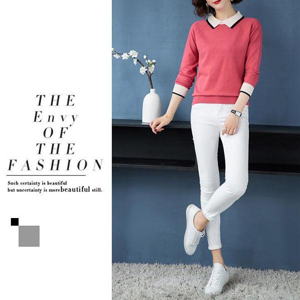 Toamnă Iarnă Pulover Dimensiune Mari Femei Manecă Lungă Guler Papușă Pulover Pulover Imbracaminte tricotată