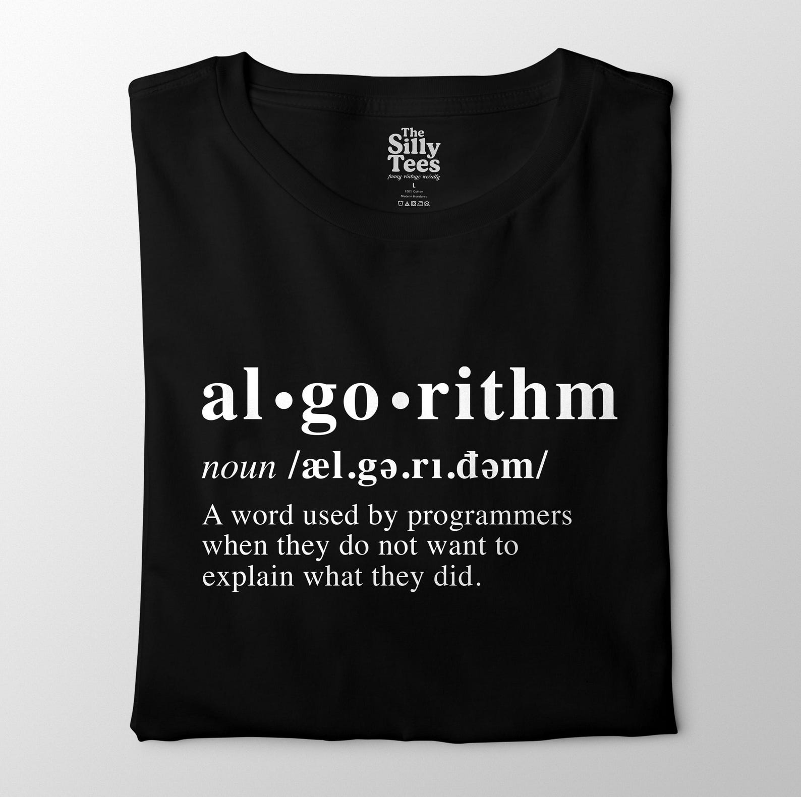 Funny Algorithm Definition T-Shirt: Coding Humor Tee, Programmer Gift S