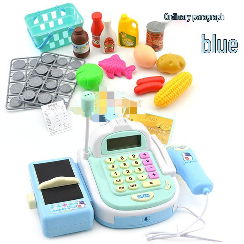 Children's Supermarket Cash Register Toy with Barcode Scanner and Money Collection
