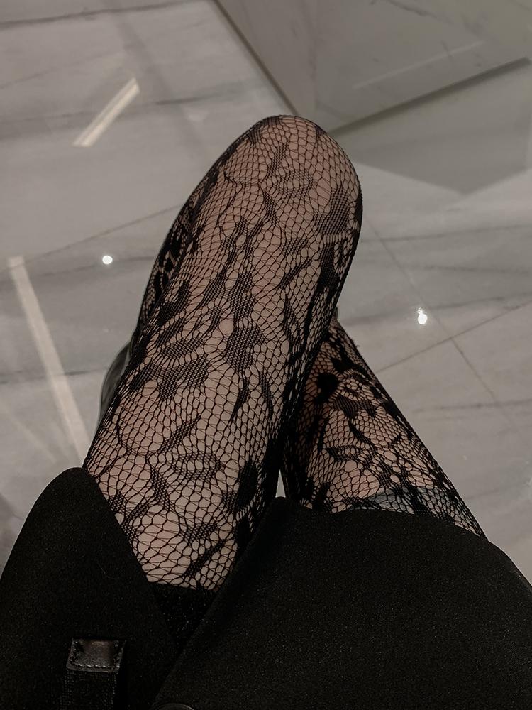 

Women‘S Black Sunflower Fishnet Stockings Sexy Hosiery For Date Night L