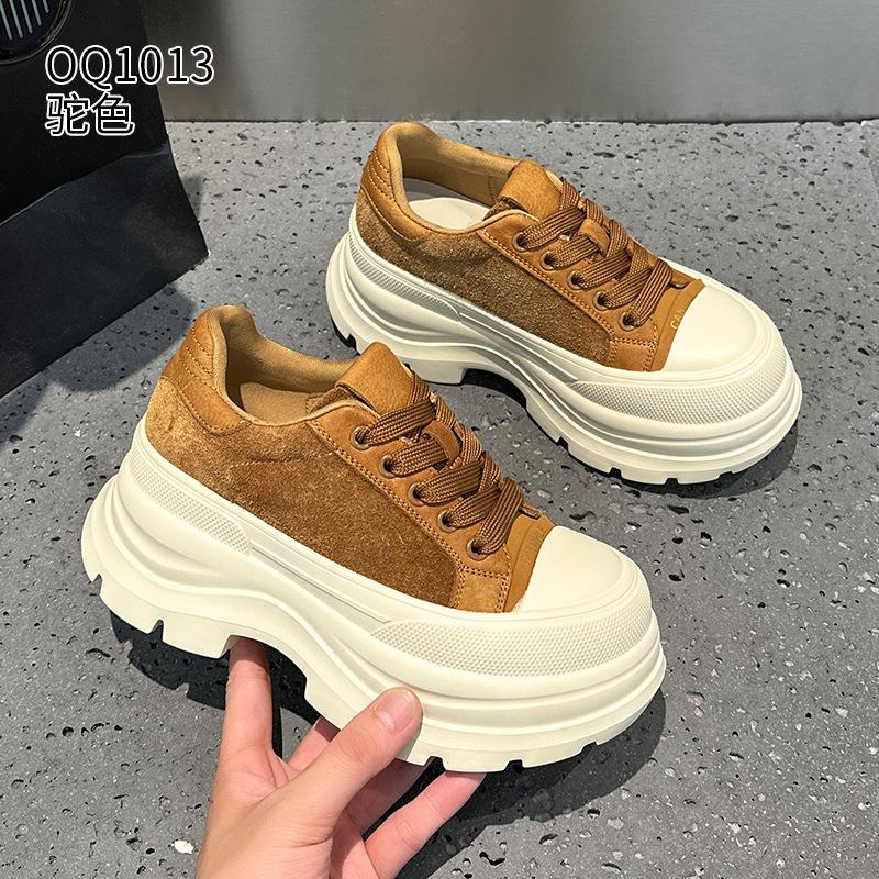 Board shoes autumn and winter new high-value leather velvet platform casual shoes