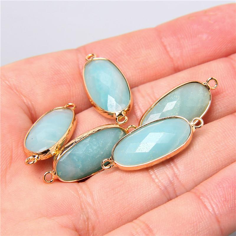 2pcs 10X26mm Natural Double Loop Crystal Stone Connector Pendant Charm Amethys for Jewelry Making Necklace Earring Accessory