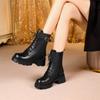 Dámské kozačky vzor na vysokém podpatku britský styl dámské zimní kozačky z pravé kůže velké protiskluzové dámské kozačky z husté vlny