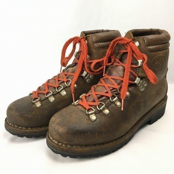 Před 80. léty Vintage MEINDL Turistické Trekové Boty Velikost 39 (Cca. 24,5 cm) Hnědá Kožená Pánská(POUŽITÝ)