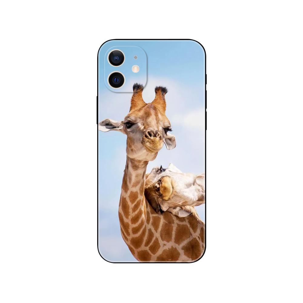 Cute Cartoon Giraffe Animal Phone Case for Iphone 5s 2020se 6 6s 7 8 Plus X 10 XR XS 11 12 13 Mini Pro MAX Black Tpu Back Cover