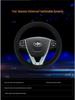 Genuine Sheepskin Texture Leather Steering Wheel Cover, All-Season, Hand-Stitched Calfskin