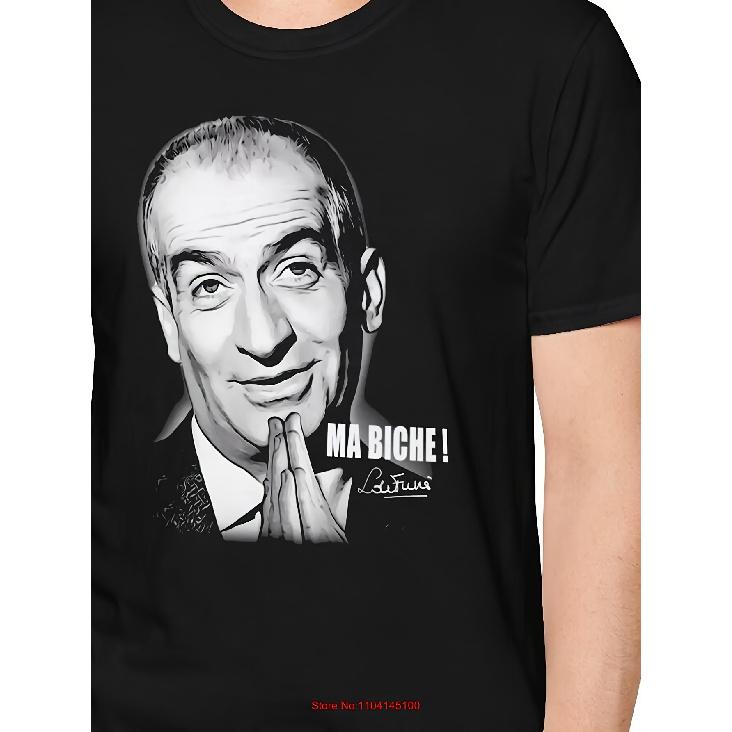 Men's French Cinema T-Shirt - Ma Biche! Louis De Funes Retro Movie Tee, Short Sleeve Round Neck Casual Shirt with Iconic Graphic Print, Gift Suitable