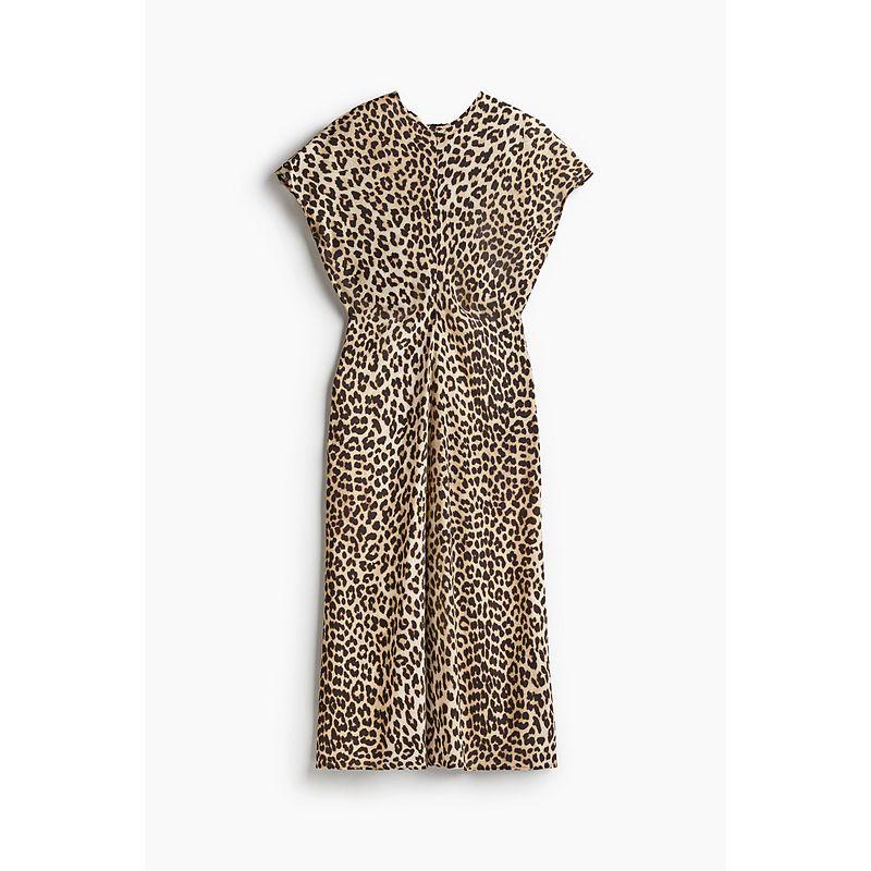 

HM Women s Clothing Fall 2025 New Arrival Waist Dress 1282650 Beige/Leopard print 155/76(32)