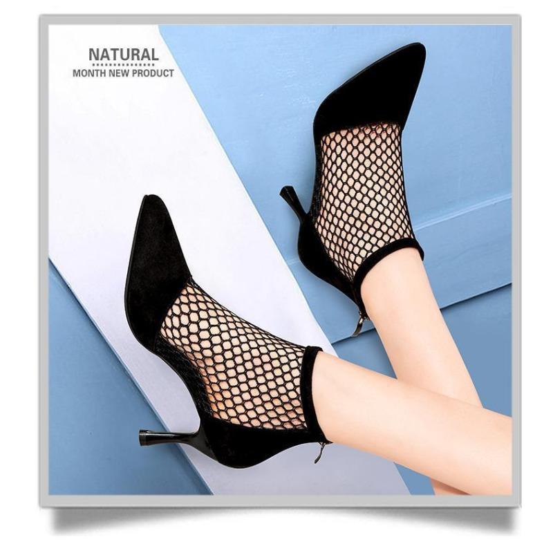 Чоботи-сандалі з вирізами Жіночі Нові Літні Тонкі Гостроносі На тонкому підборі