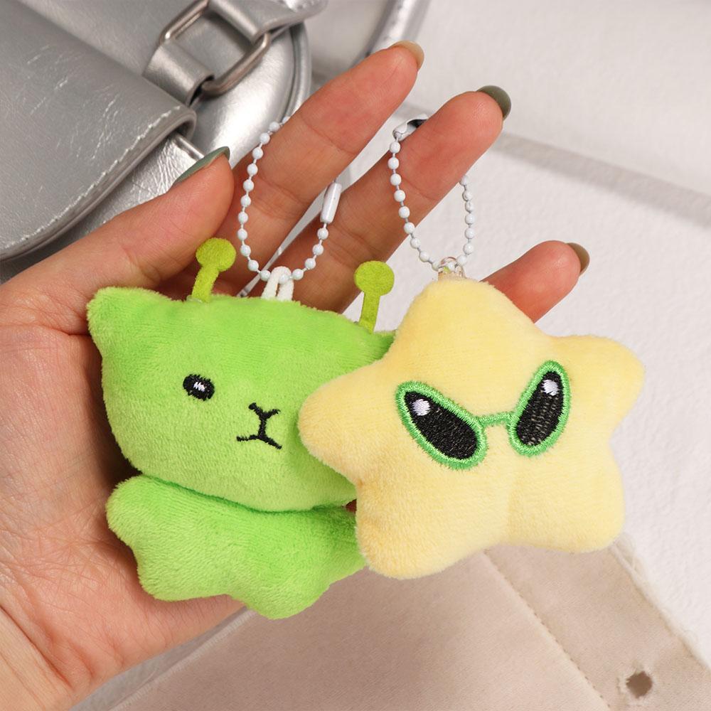 Cute Star Mobile Phone Rope Soft Alien Cat Keychain Plush Backpack Pendant  Accessories Gifts