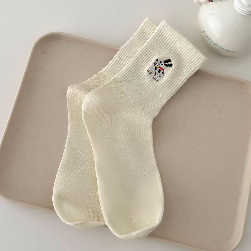 Sock Children's Mid-length Socks, Trendy Small Bear Dog Striped, Versatile and Casual, Suitable for All Seasons  spring, Autumn, Winter