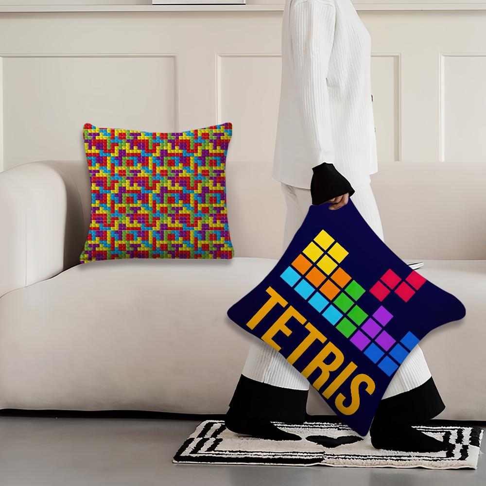 Housse de coussin T-Tetri Jeu Accent Salon Canapé Support Dorsal Carré Salon Reposant Compagnon Sieste Housse de Coussin