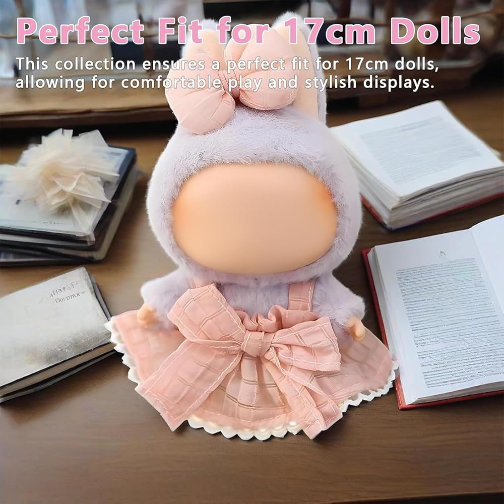 Ruokey Doll Clothes 15cm/17cm Cute Costume Outfit for Plush Toys Dress Up DIY Accessories