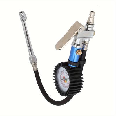 Bandenpomp Bandenspanningspistool Ontluchter Luchtdrukmeter Met Rubberen Slang 12 Bar Zelfklemmend En Snelkoppeling Klem Voor Camper Auto Motorfiets Fiets