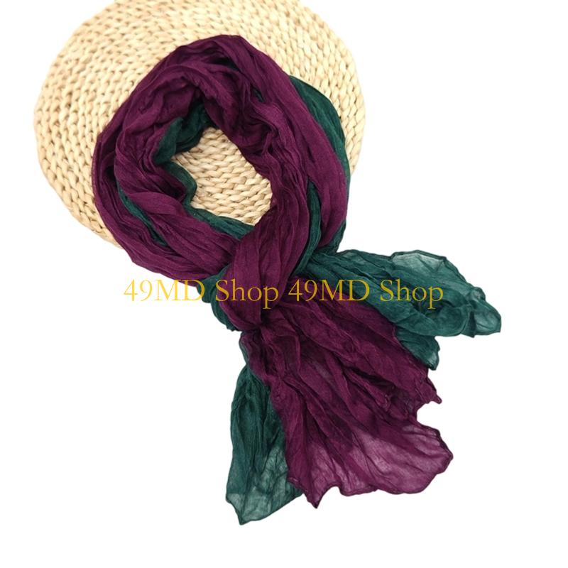 49MD Fashion Crinkled Scarf Stylish Layering Neckwear Polyester Long Scarf For Women