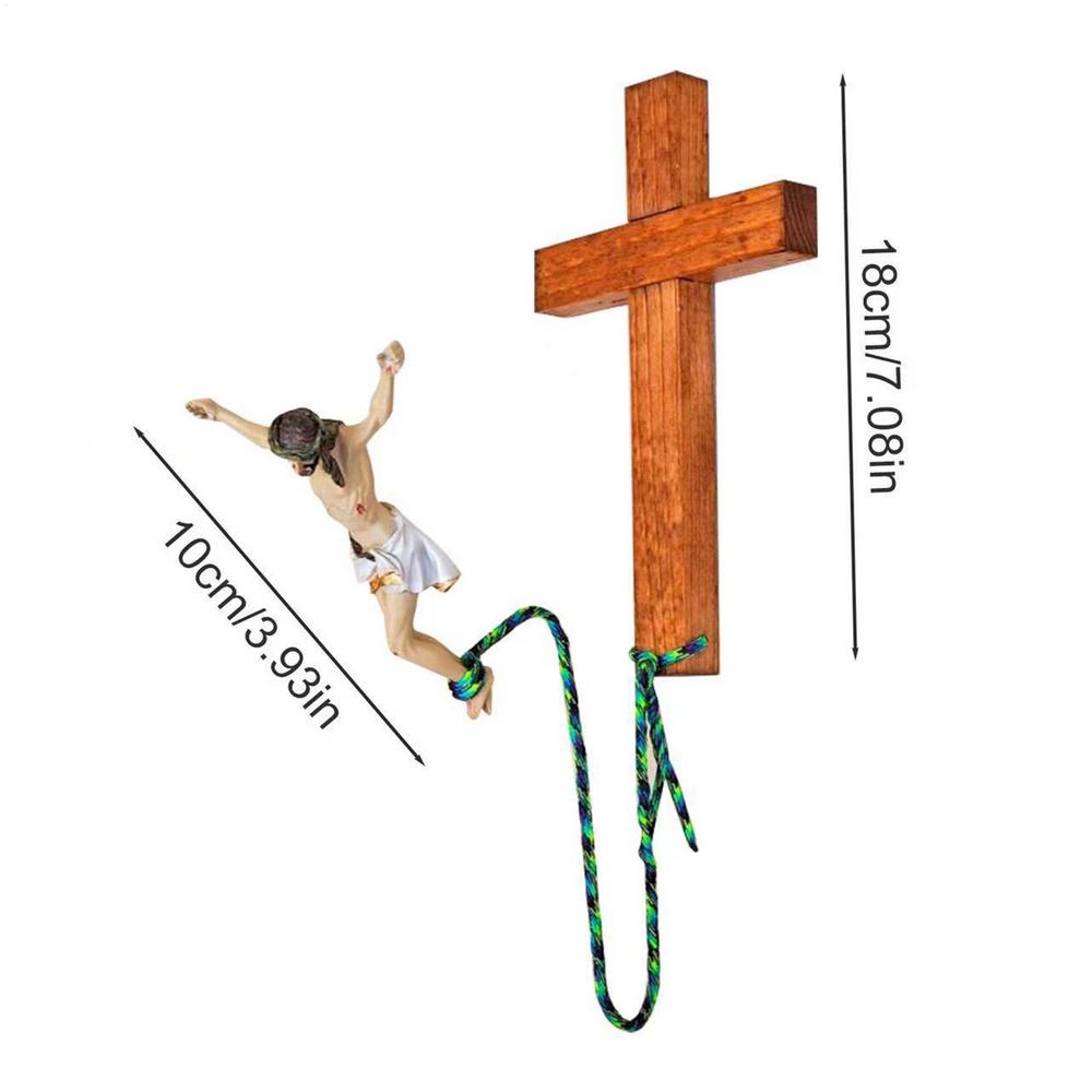 

Jumping Jesus Crucifix Resin Figurine Unique Religious Artwork Handmade Wall Art Ornament for Home Church Living Room Decor
