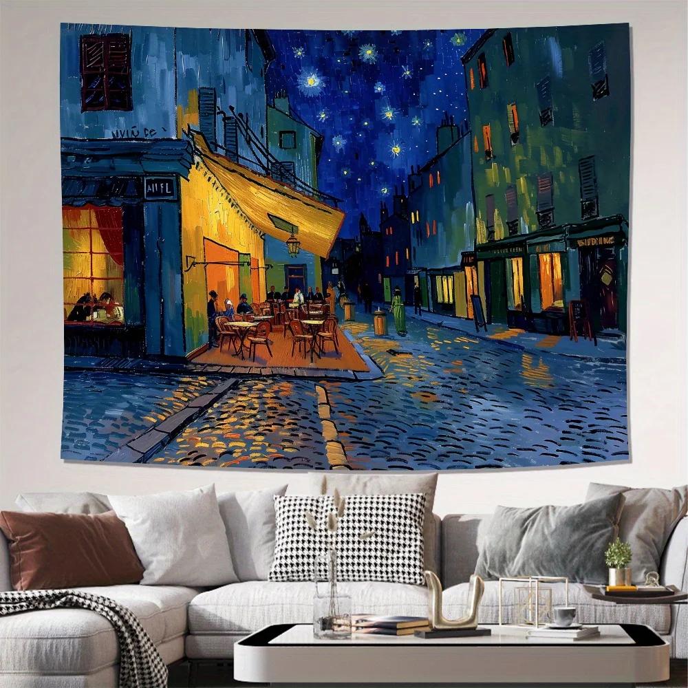 Van Gogh Starry Night Café Tapestry Wall Art Living Room Sofa Backdrop CaféThemed Decor 74x94cm(29x37in)