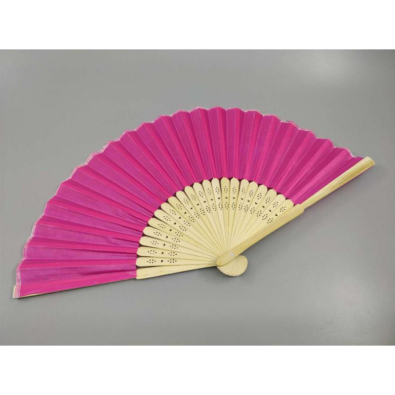 Beige Bamboo and Silk Multi-Color Cloth Fan for Weddings and Gifts