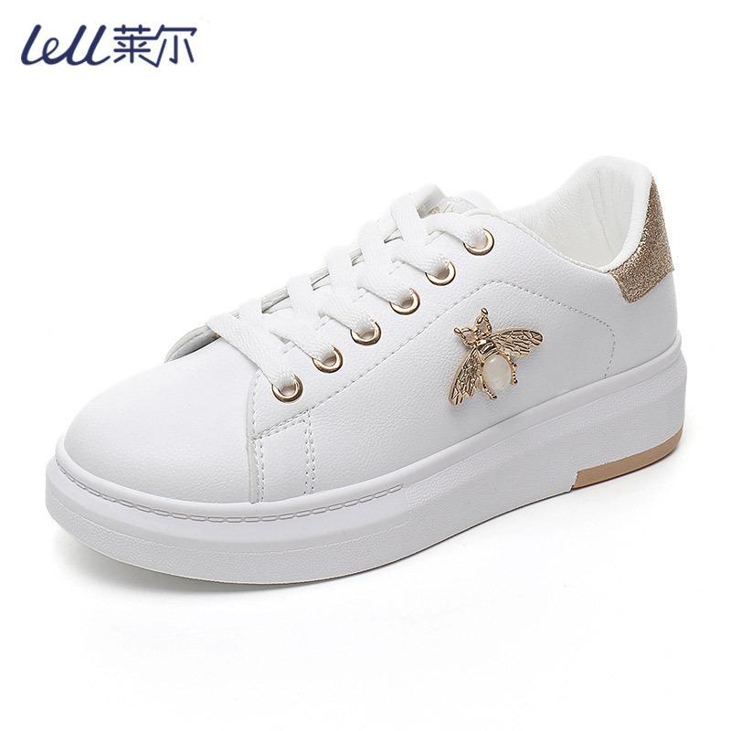 Autumn new leather waterproof student butterfly board shoes lace-up