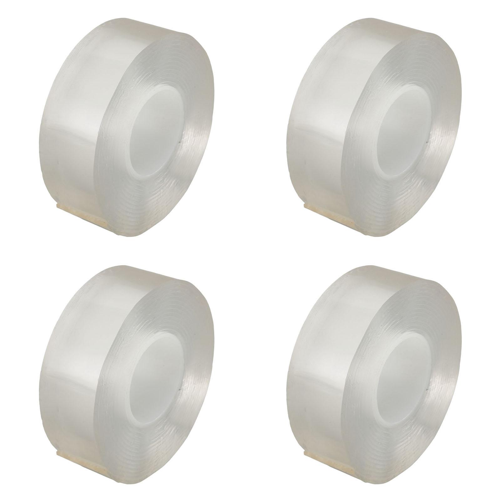 

4 Rolls Double Sided Mounting Tape 9.8ft Long Each Cuttable Strong Ductility Reusable Transparent