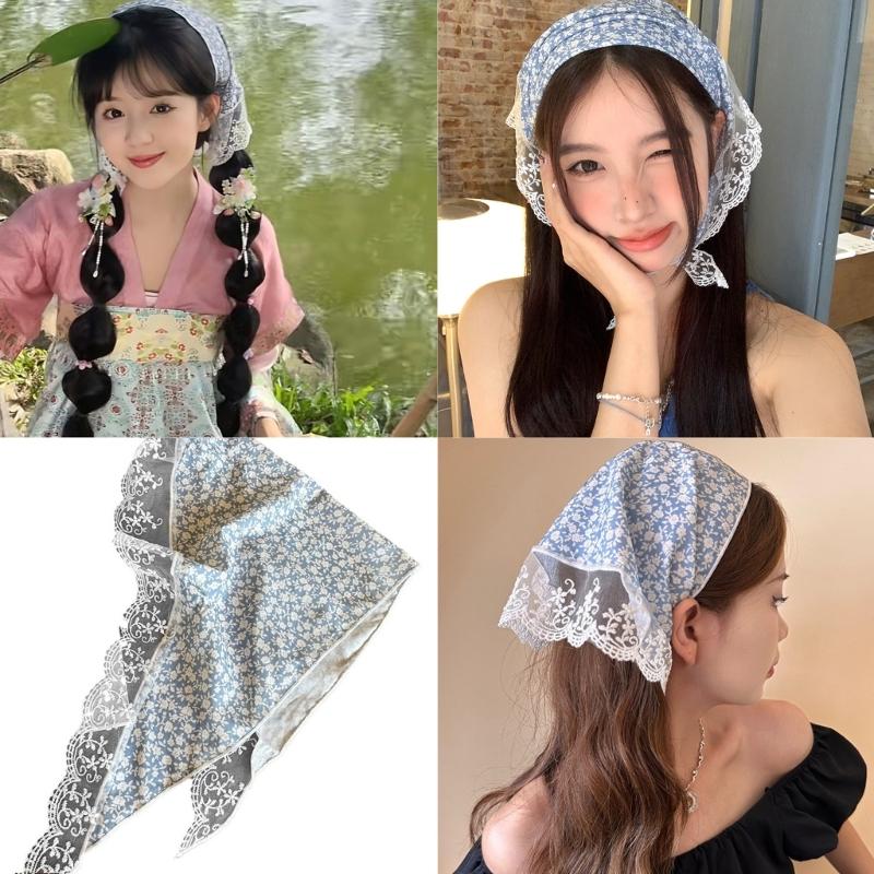 Soft Comfortable Lace Trim Hairband Sheer Hair Scarf Suitable for Female All Age