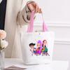 Kpop Portable Canvas Bag Plus Snap Button Solid Color Korean Version Canvas Bag Going Out Portable Tote Bag