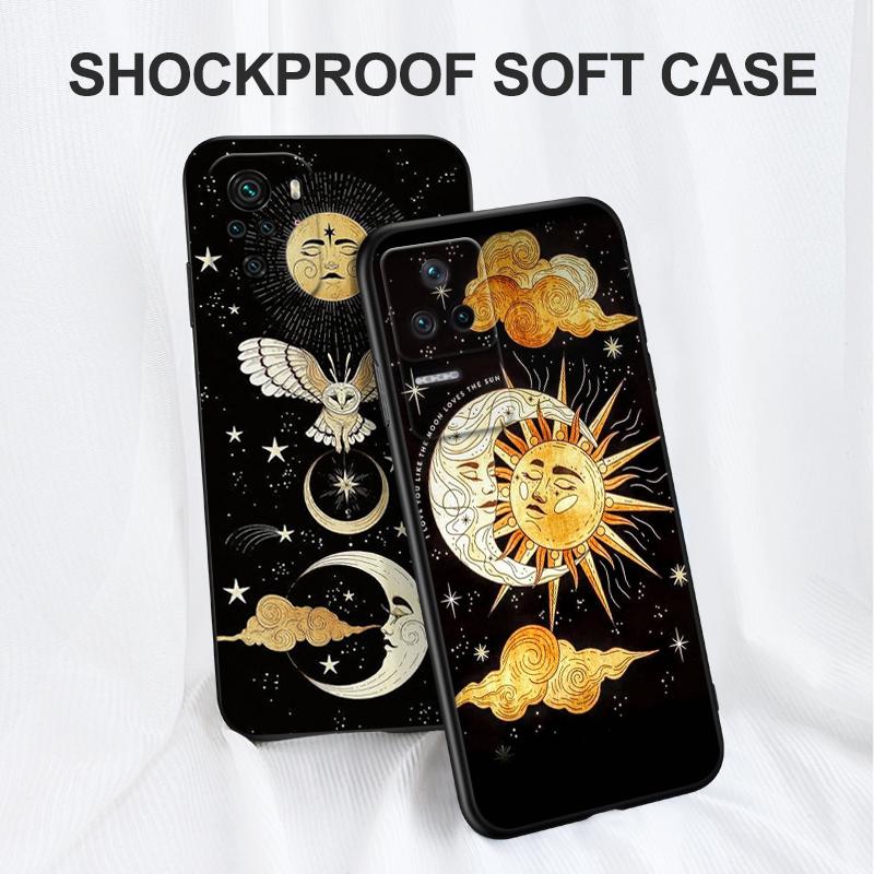 Black Tpu Case For Xiaomi mi 11i 5G Redmi Note 11 11S Pro PLUS 4G 5G Cover The Whimsy of the Moon