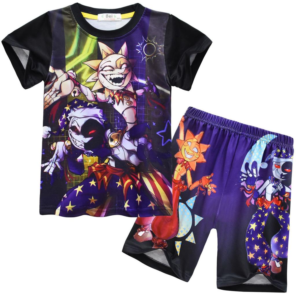 Cartoon Digital Printing, Children'S Short-Sleeved Top T-Shirt + Shorts Loungewear Set