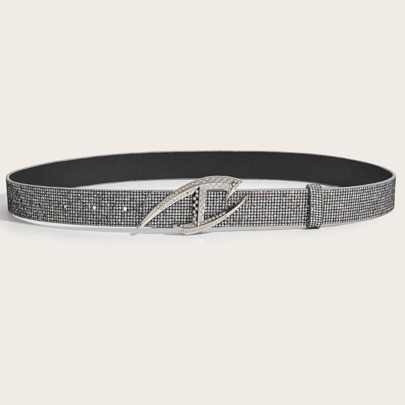 Elegant Rhinestones Studded Women Waist Belt Wide Band For Evening Parties And Casual Outings With Unique Buckles Design