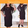 Elegant Women Hollow Out Cape Dress Short Sleeve Clubwear Beach 6xl Large Size Chiffon
