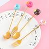 Cuillère-Fourchette Donut Mignonne en Acier Inoxydable Cuillères à Glace Gâteau Dessert Cuillère à Remuer le Café Bonbon Mignon Dessin Animé Cuillère à Thé Vaisselle