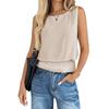 Women's Solid Color Round Neck Sleeveless Smocked Elastic Hem Casual Tank Top Basic Summer Camisole
